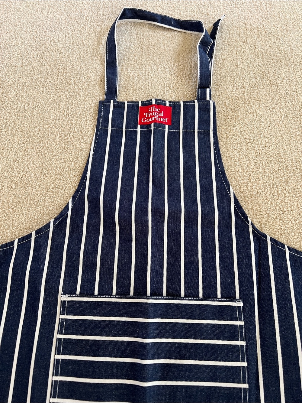 The Frugal Gourmet Navy Stripe Apron